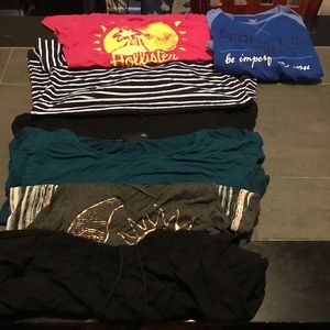 5 tshirts, 1 tank top, and 1 long sleeve